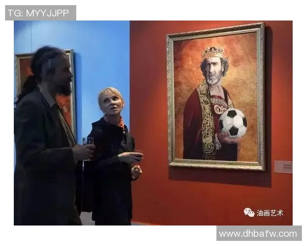 足球明星的油画艺术魅力展现与球场风采交融的视觉盛宴
